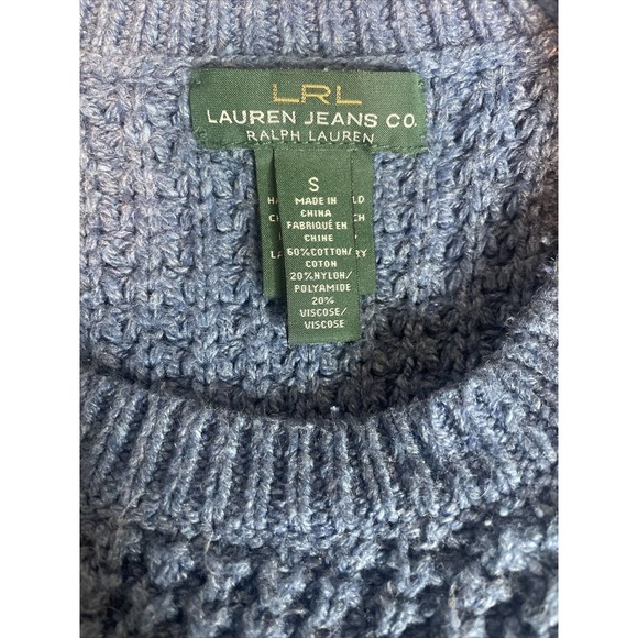 Lauren Ralph Lauren Jeans Co Blue Crew Neck Sweater Poncho Small - Picture 3 of 10